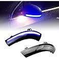 QKLsudua 2pcs Dynamic Sequential Blink Compatible with GO-LF 5 GTI plus MK5 J-etta Pa-ssat B6 B5.5 Va-riant EOS Sharan LED Side Mirror Turn Signal Light Assembly-Blue and Yellow