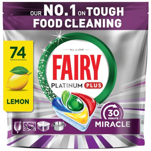 Fairy 30 Minute Miracle Platinum Plus Dishwasher Tablets, 74 Capsules