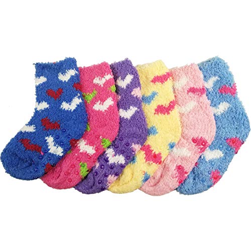 DEBRA WEITZNER Fuzzy Socks For Kids Toddlers Non Skid Slipper Socks With  Grips Hearts 12-24 months Pairs