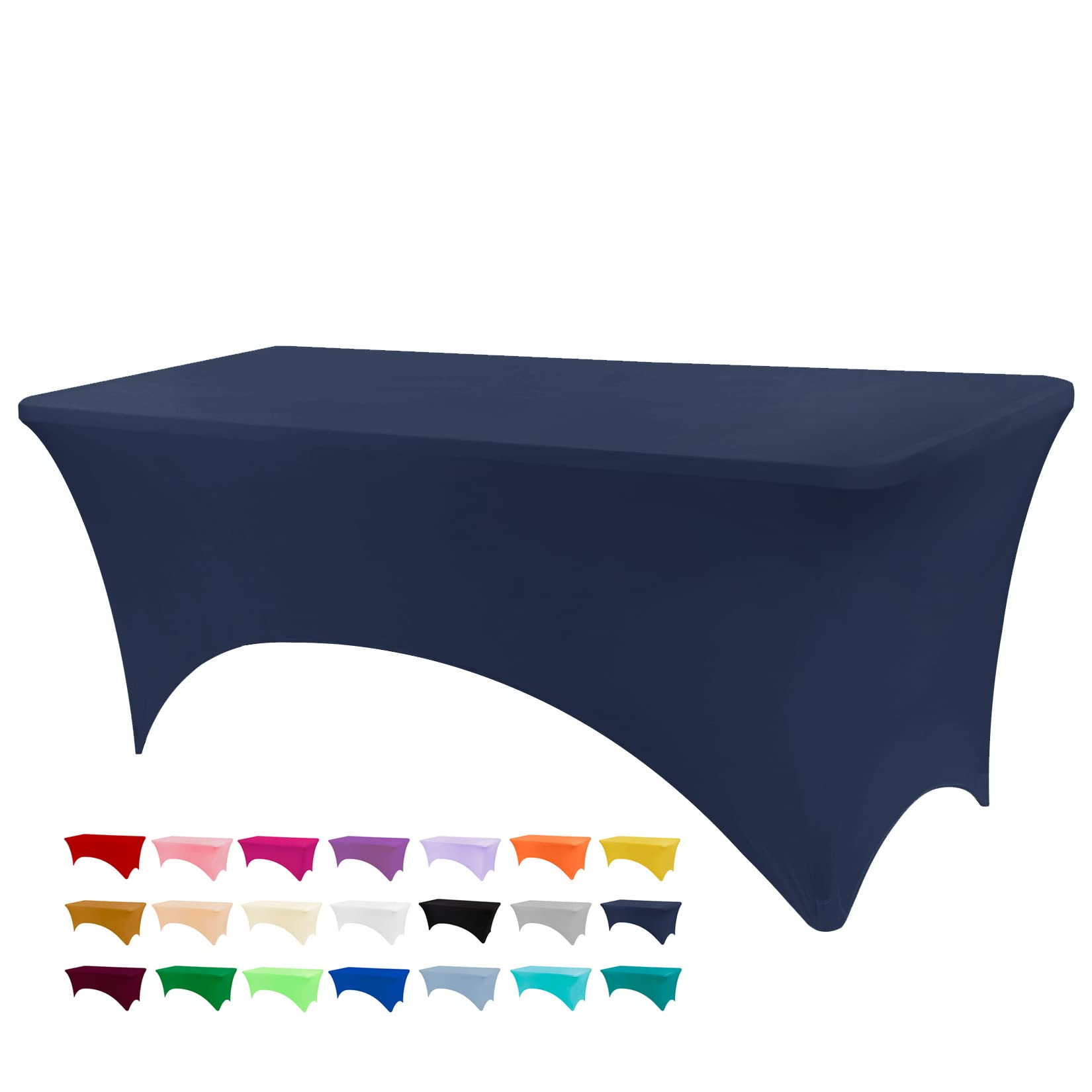 Photo 1 of BDDC Table Covers for 8 Foot Tables, Navy Blue Washable and Wrinkle Resistant Stretch Tablecloths Rectangle 8ft for Events, Wedding, Banquets, Parties