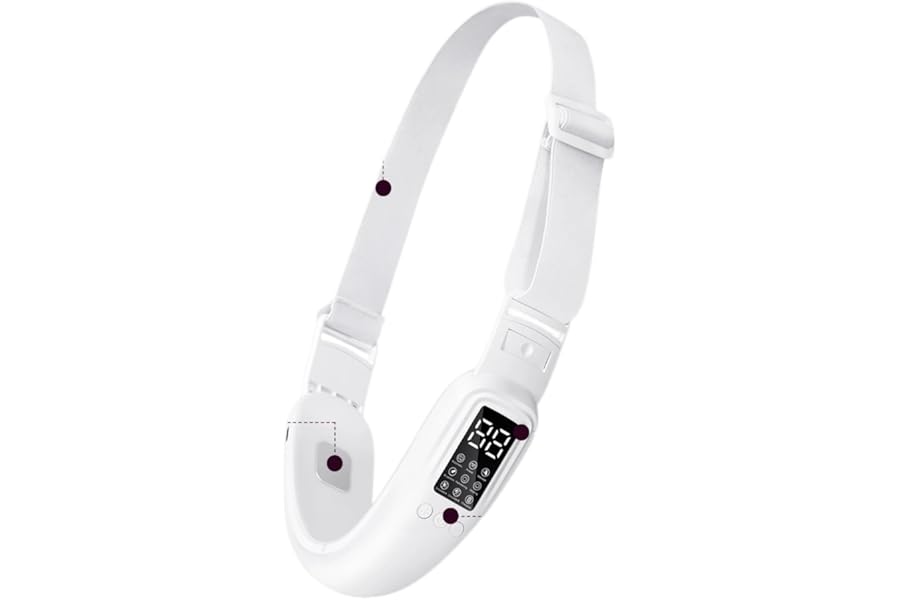 Ceymodir Intelligent Electric Double Chin and V-Shaped Face Machine with 8 Modes & 15 Adjustable Intensities – Women’s V-Face Device, Glossy White