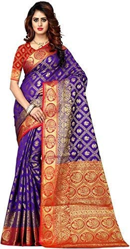 ShopperShopee Womens Paithani Woven Banarasi Silk Saree (Multicolor)