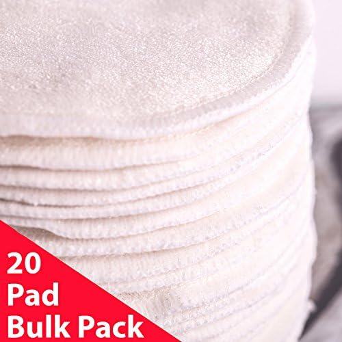 Bamboo Breast Pads, Washable Natural, 20 pack, Reusable Maternity Pads, leak-proof, Environmentally Safe, Hypo-allergenic, Biodegradable, Premium Quality