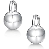 Huggie Hoop Earrings for Women Trendy, 14K Gold Plated Ball Earrings Lightweight Chunky Hoops Simple Dainty Dangle Earrings