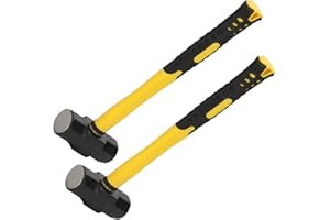 MANCHAP 2 PCS 14 Inch 3lbs Sledge Hammer with Fiberglass Handle, Drilling Crack Hammer, Club Hammer Tool for Demolition, Construction, Renovation, Yellow