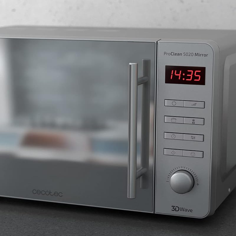 Forno a Microonde ProClean 5020, 700 W, 20 L, rivestimento Ready2Clean, tecnologia 3DWave, design effetto specchio, manico in acciaio inossidabile, 8 programmi, specchio inossidabile