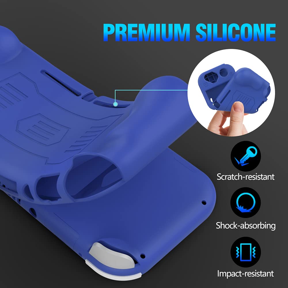 MoKo Protective Case for Switch Lite, Silicone Soft Grip Cover Case, Kids Friendly Ergonomic Grip Case Cover Shell Anti-Collision Non-Slip Shockproof Case Compatible with Switch Lite - Blue