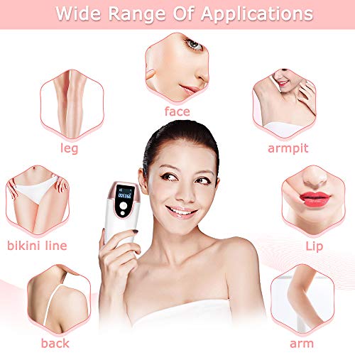 IPL Hair Removal System, Portable Permanent Hair Removal Device for Home Use, 990,300 Flashes Painless Hair Removal for Women and Men (Rose gold)