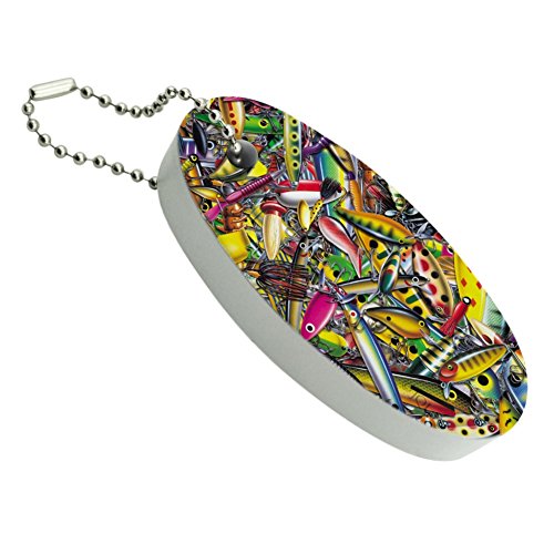 Graphics and More Fish Fly Fishing Lures Floating Foam Keychain Fishing Boat Buoy Key Float