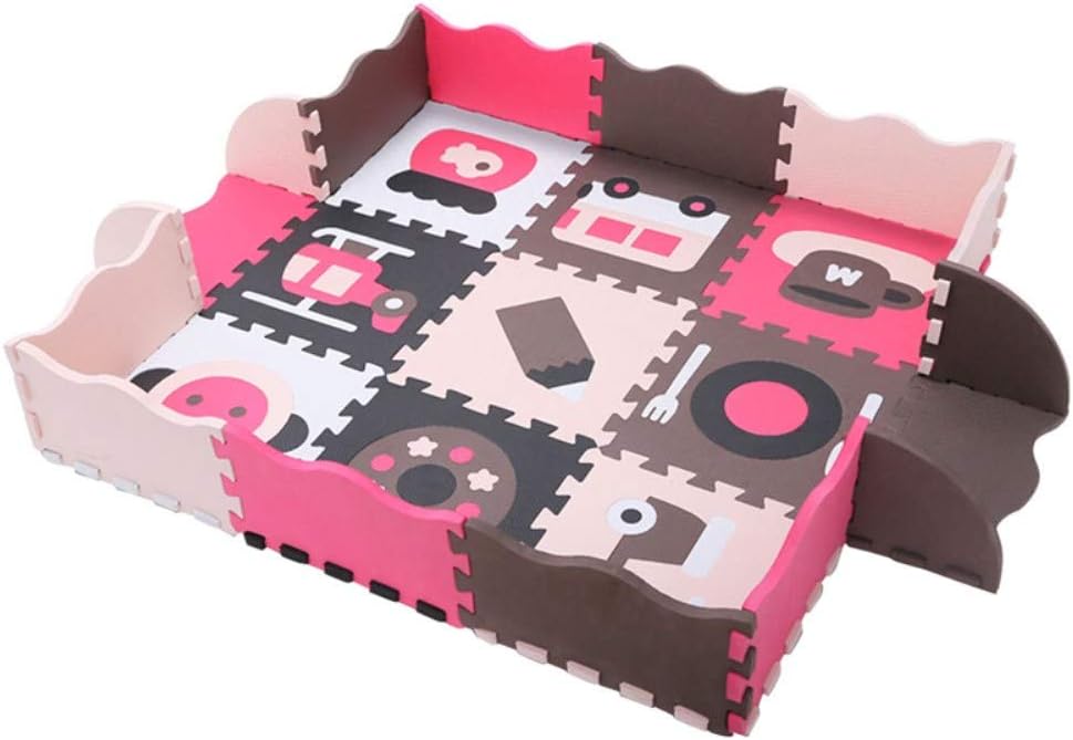 Blanketswarm Baby Play Mat Superjare Thick Non-Toxic Interlocking Play Puzzle Mats Softer Foam Floor Tiles Kids Crawling Mat pad with Fence Edging 25-Piece