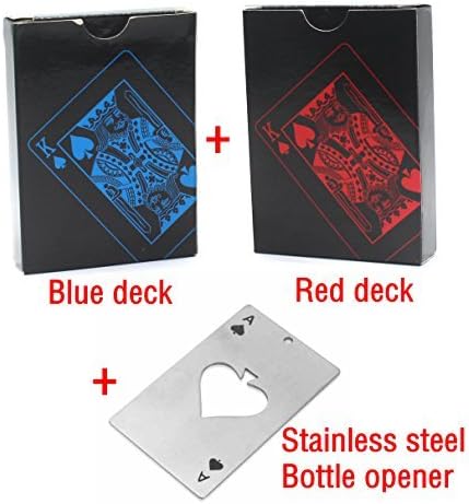 Waterproof Playing Cards Set 2X Decks Red & Blue + 1x Ace Bottle Opener