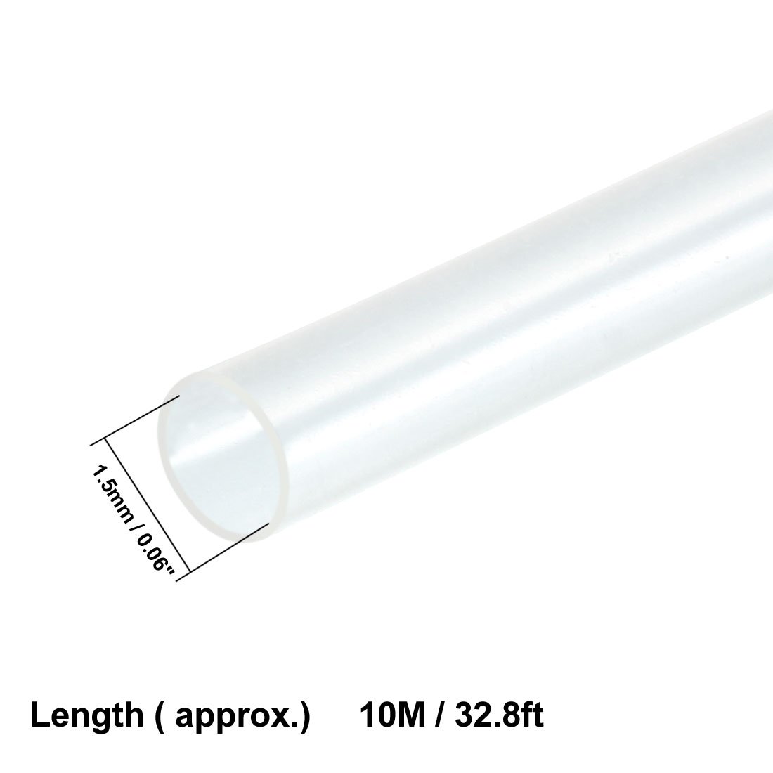 sourcing map Heat Shrink Tubing 1.5mm Dia 10m Length 2:1 Heat Shrink Wrap Cable Sleeve Heat Shrink Tube Clear - Image 3