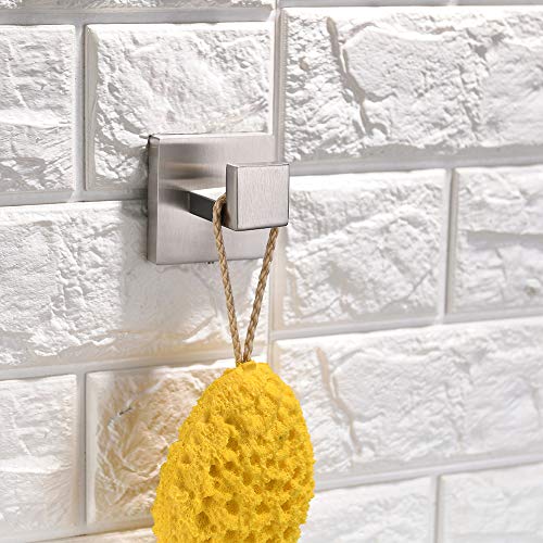 TURS SUS 304 Stainless Steel Coat Hook Towel/Robe Clothes Hook for Bath Kitchen Garage Heavy Duty Wall Mounted (1, Brushed)