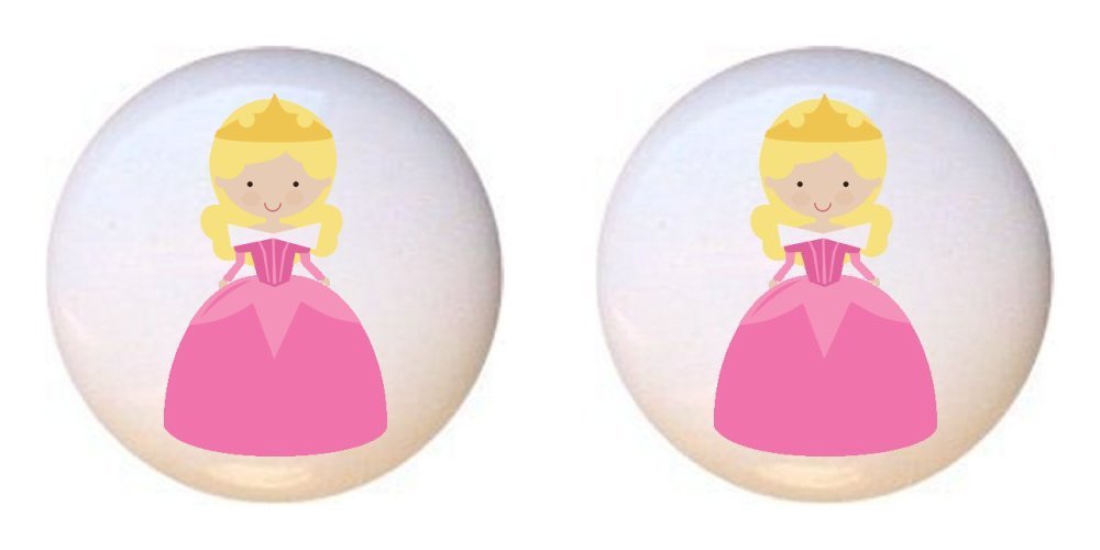 Amazon Com Set Of 2 Knobs Aurora Blond Princess In Pink Fairy