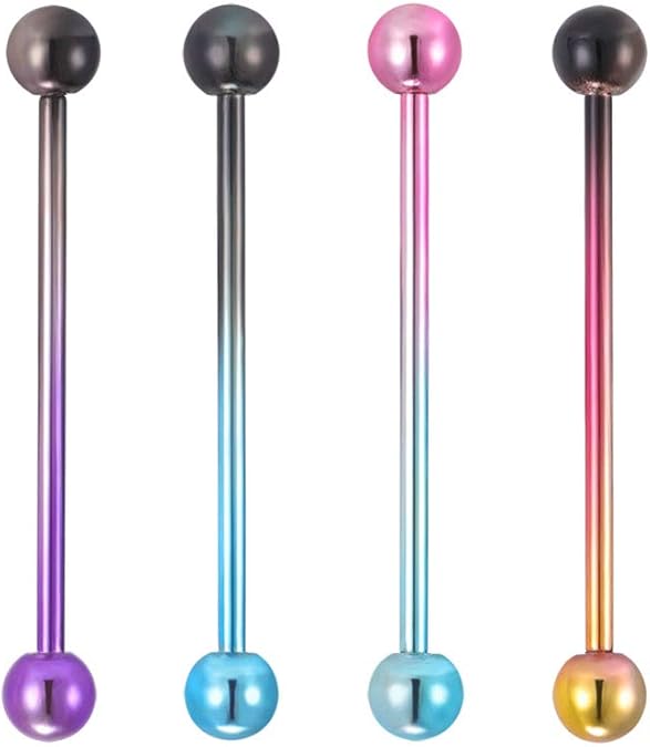 45PCS 14 Gauge Long Industrial Barbell Stainless Steel Cartilage