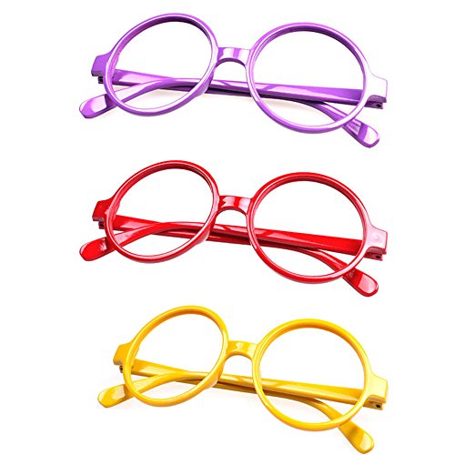 Set of 3 FancyG® Retro Geek Nerd Style Round Shape Glass Frame NO LENSES SET118