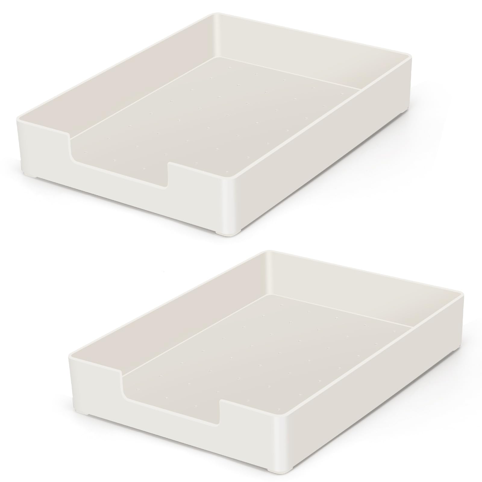 Photo 1 of Letter Tray/Paper Tray Organizer for Desk/Stackable Letter Tray Paper Holder File Organizer for Office Supplies School Home Desk Accessories (White) 2Pcs