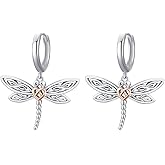 Dragonfly Leverback Hoop Hook Earrings 925 Sterling Silver Celtic Dangle Drop Earrings Dragonfly Huggie Earrings Dragonfly Jewelry Gifts for Women