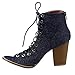 BESTON DB27 Women's Lace up Stacked Heel Peep Toe Ankle Booties Sandals