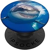 Great White Shark in Blue Sea Ocean PopSockets Adhesive PopGrip