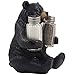 Decorative Black Bear Glass Salt and Pepper Shaker Set with Holder Figurine Sculpture for Rustic Lodge and Cabin Kitchen Table Decor Centerpieces & Spice Rack Decorations or Teddy Bear Gifts