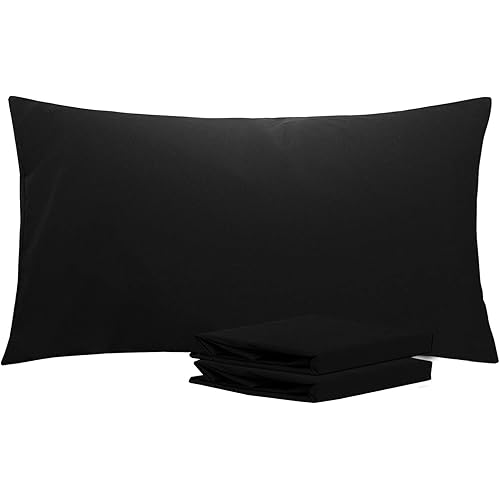 NTBAY King Pillowcases Set of 2, 100% Brushed Microfiber, Soft and Cozy, Wrinkle, Fade, Stain Resistant with Envelope Closure, 20"x 36", Black