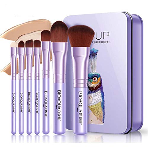 Yunzee 7PCS/Set Creative Eye Shadow Brush Loose Powder Brush Cosmetology and Hairdressing Whisk Brush Cosmetic Brush Makeup Tools Set,Peacock Purple,Fiber - Thumbnail 5