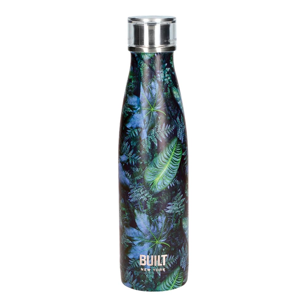 Built Perfect Seal Leakproof Insulated Water Bottle/Thermal Flask, Stainless Steel, 480 ml, Dark Tropics