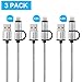 Rukerway USB Cable Extra Long Lightning and Micro USB Power Cords 5 Times Durable 3 Pack Nylon Braided High Speed Sync and Charging Power Cord for iPhone and Android Device