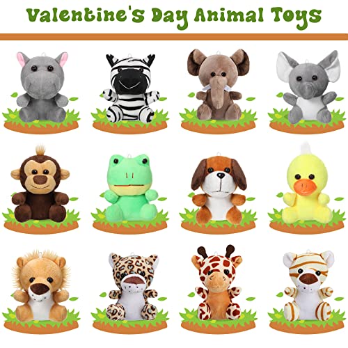 12 Pieces Mini Stuffed Forest Animals Jungle Animal Plush Toys in 4.8