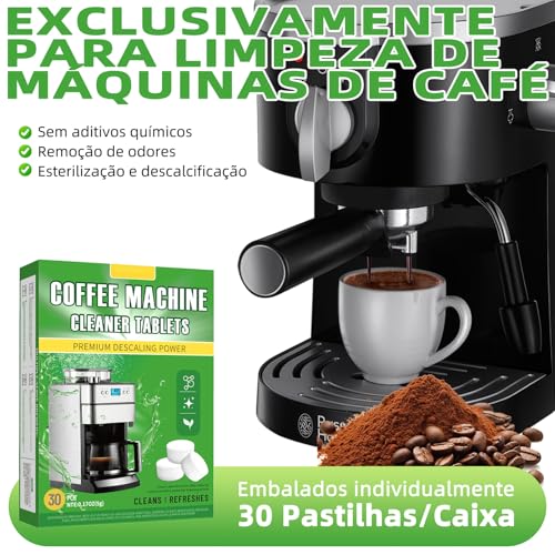 Conjunto 60 Descalcificantes Cafeteira, Descalcificante para Dolce Gusto, Descalcificante para Nespresso, Limpador para Maquina de Café Expresso, Compatíveis com Cafeteira Tres Oster Saeco Phillips