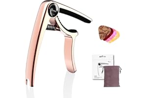 Rosen Champagne Guitar Capo 3in1 Metal Capo Picks Set for Acoustic Guitar Electric Guitars Ukulele Mandolin Banjo