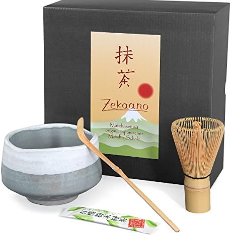 Aricola® 3 piece matcha set, consisting of handmade Japanese matcha bowl, 500 ml, Matcha bamboo spoon, Matcha bamboo whisk