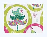 Whimsical CHRISTMAS TREES & SNOWFLAKES Gift Wrap Paper - 16 Foot Roll