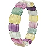 YXBOMG Colored Fluorite Bracelet Natural Crystal Stretch Bracelet Gift for Women Christmas Birthday Energy Healing Bring Happiness Luck Wealth