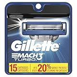 Gillette Mach3 Turbo Men's Razor Blades, 15 Blade Refills