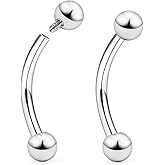 Xwnskvvz 16g/18g/20g Titanium Internally Threaded Eyebrow Piercing Jewelry Vertical Labret Lip Jewelry Curved Barbell Tiny Eyebrow Ring Rook Earring Small Belly Button Ring for Women Men