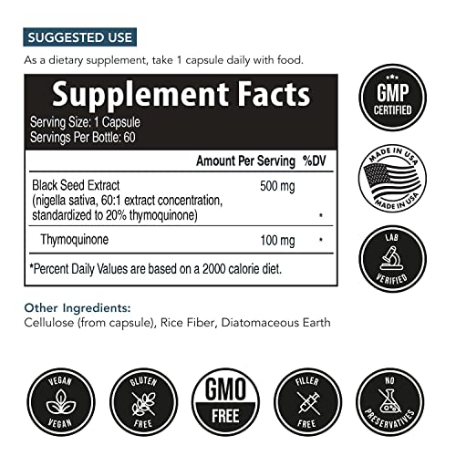 20 Thymoquinone Black Seed Oil Extract Capsules TQAdvanced 4X