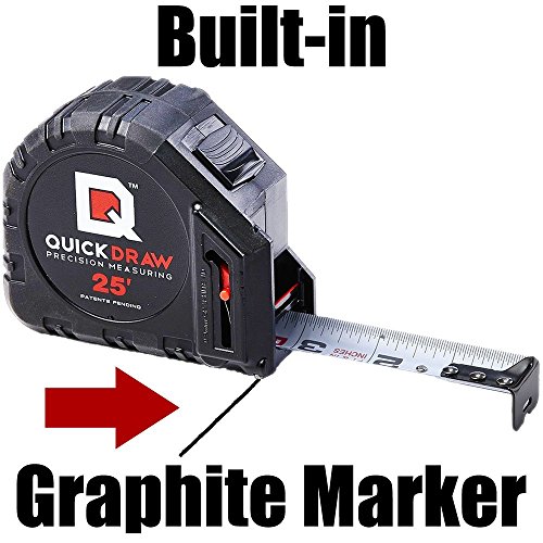 QUICKDRAW DIY Self Marking 25' Foot Tape Measure 1st Measuring Tape with a Built in Pencil