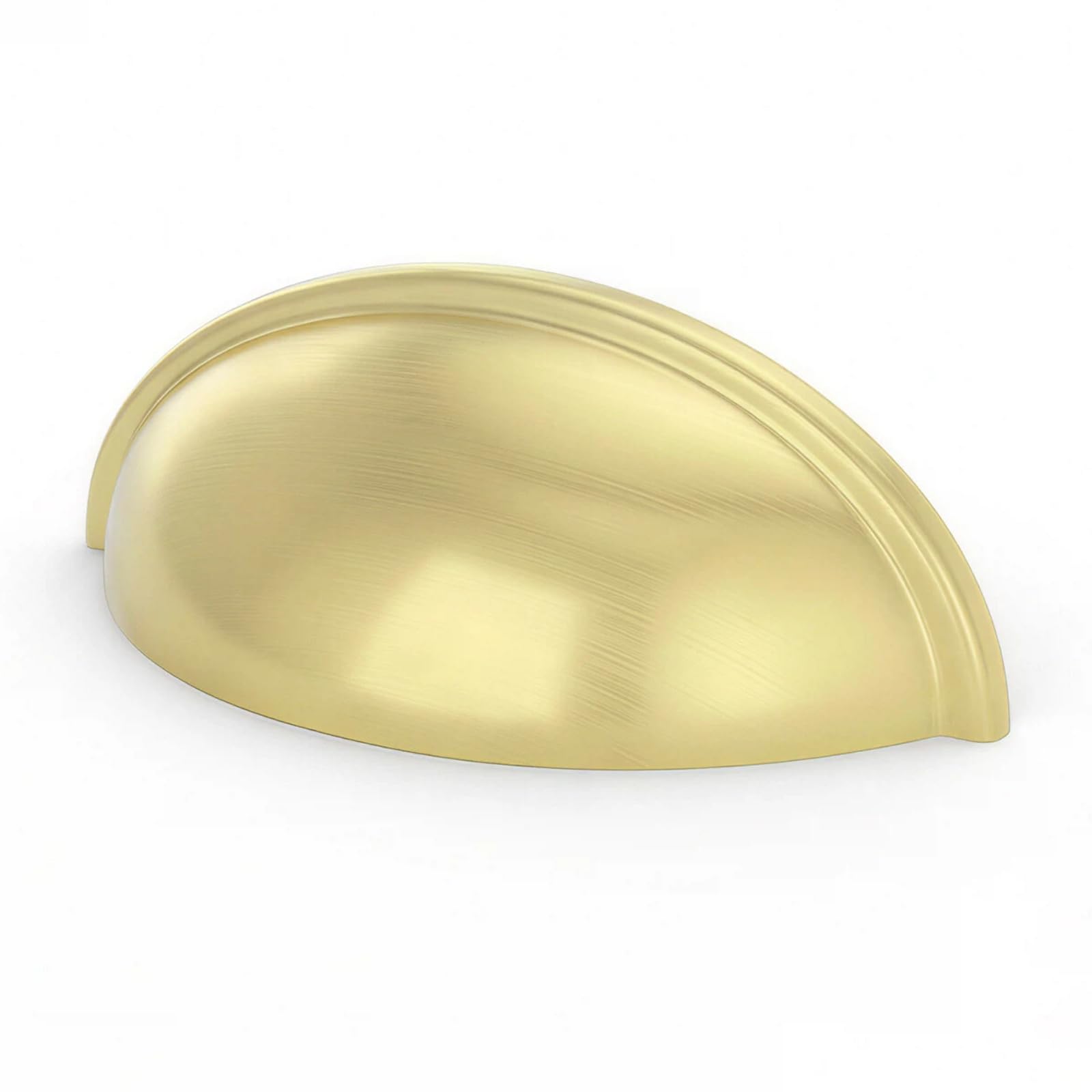 Goldenwarm 6 Pack Gold Kitchen Handles Brushed Brass, Cup Gold Kitchen Cupboard Handles Zinc Alloy, 76mm Hole Centers