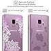 Casetego Compatible with Galaxy S9 Case,Clear Soft Flexible TPU Case Rubber Silicone Skin with Flowers Floral IMD Printed Back Cover for Samsung Galaxy S9-Purple Flower