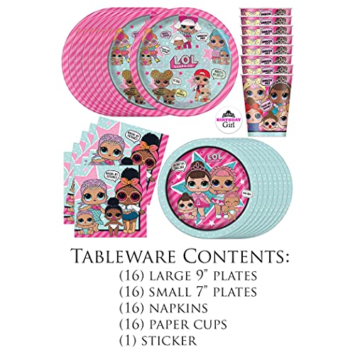 LOL Birthday Party Supplies Set Dinner and Cake Plates, Cups, Napkins