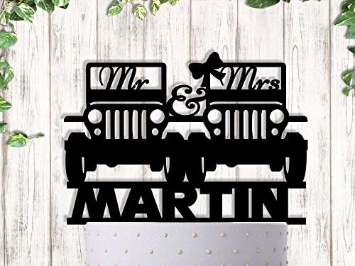 Mr and Mrs Jeep Wedding Cake Topper