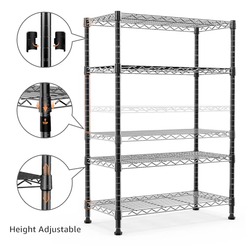 M MZG 4 Tier Heavy Duty Steel 4 Tier Storage Shelving Unit Wire Organizer for Home Kitchen Office 35x75x120.5cm