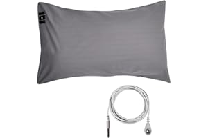 FXYSWGA Grounding Pillow Case with US Grounding Cord,Counductive Sliver Fabric Pillowslip for Better Sleep(20x30, Grey)