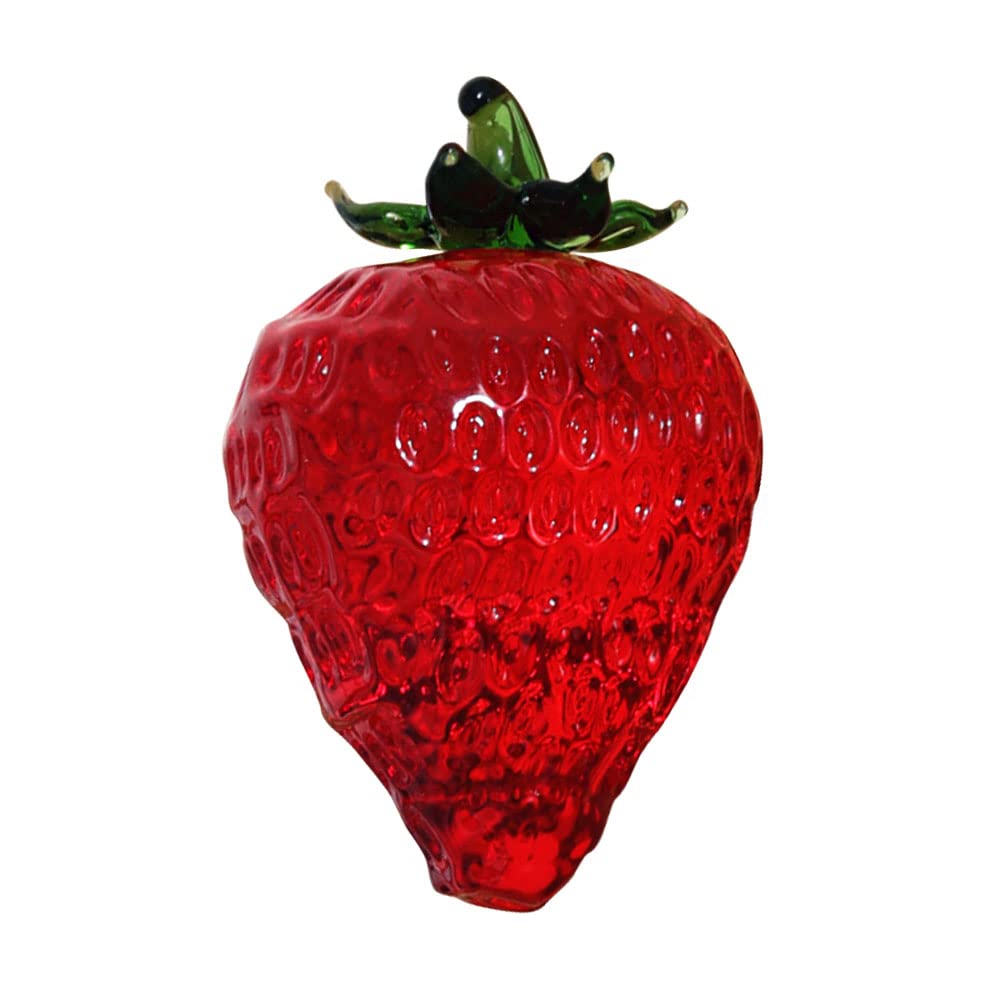 YANGSHINE Crystal strawberry statue Ornament Artificial Fruit Sculpture Figurine Tabletop Paperweight Crystal Glass Ornament for Home Decor-strawberry