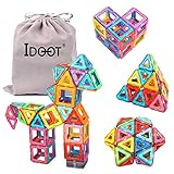 Magnetic Tiles Building Blocks Set Educational Toys for Kids with Storage Bag - 64Pcs
