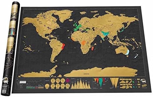 Scratch Off World Map Deluxe Edition 32.5 inches x 23 inches Great for Travelers, Teachers, Stamp Collectors, Coin Collectors and Ham Radio Operators