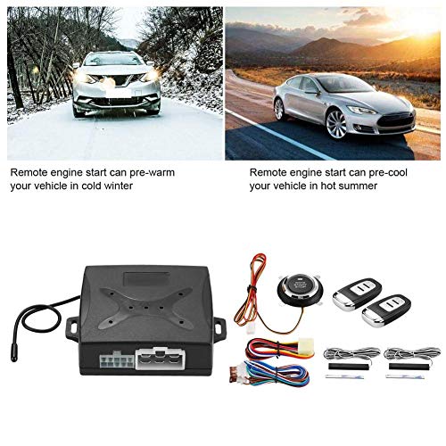 Cuque DC12V Universal Car Alarm System Engine Ignition Keyless Entry Push Button Remote Starter, RFID Identification PKE Induction Anti-Theft System
