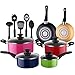 COOPER PAN 15 Piece Cookware Set, Heavy Duty and Durable, Triple Layered Non-Stick, Even Heat Distribution, Heat Resistant Handles, Warp Resistant Cookware, Set Includes 5 Nylon Utensils